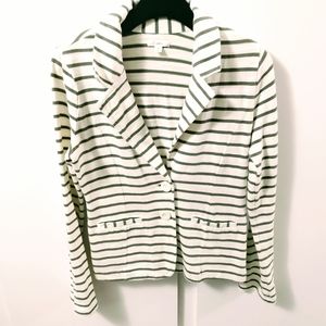 NWOT Caslon Green Striped Cotton Blazer